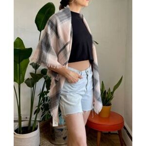 Pink & Gray Plaid Scarf